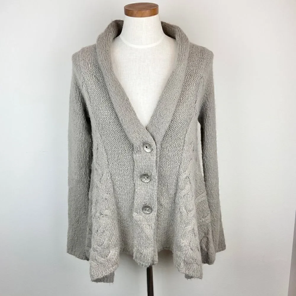 Free People Cable Knit Button Slouchy Cardigan